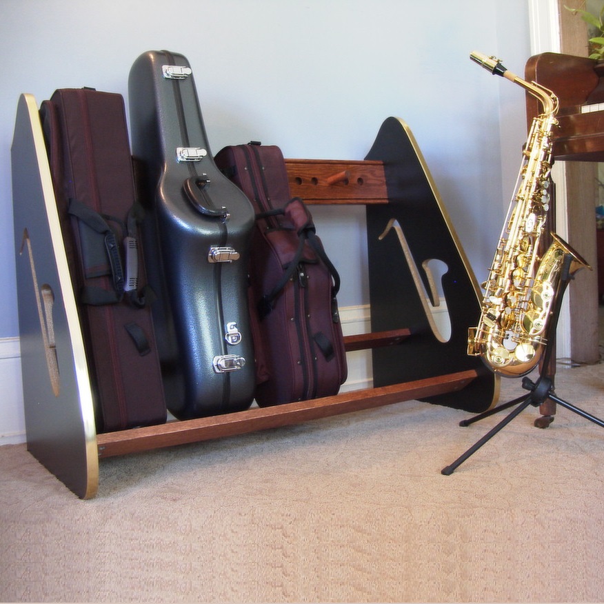 Studio Saxophone Case Rack in living room