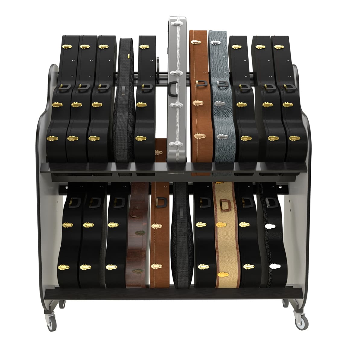 two tier guitar case storage shelves