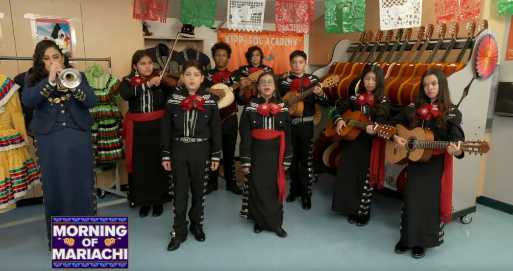 mariachi student band in a music classroom