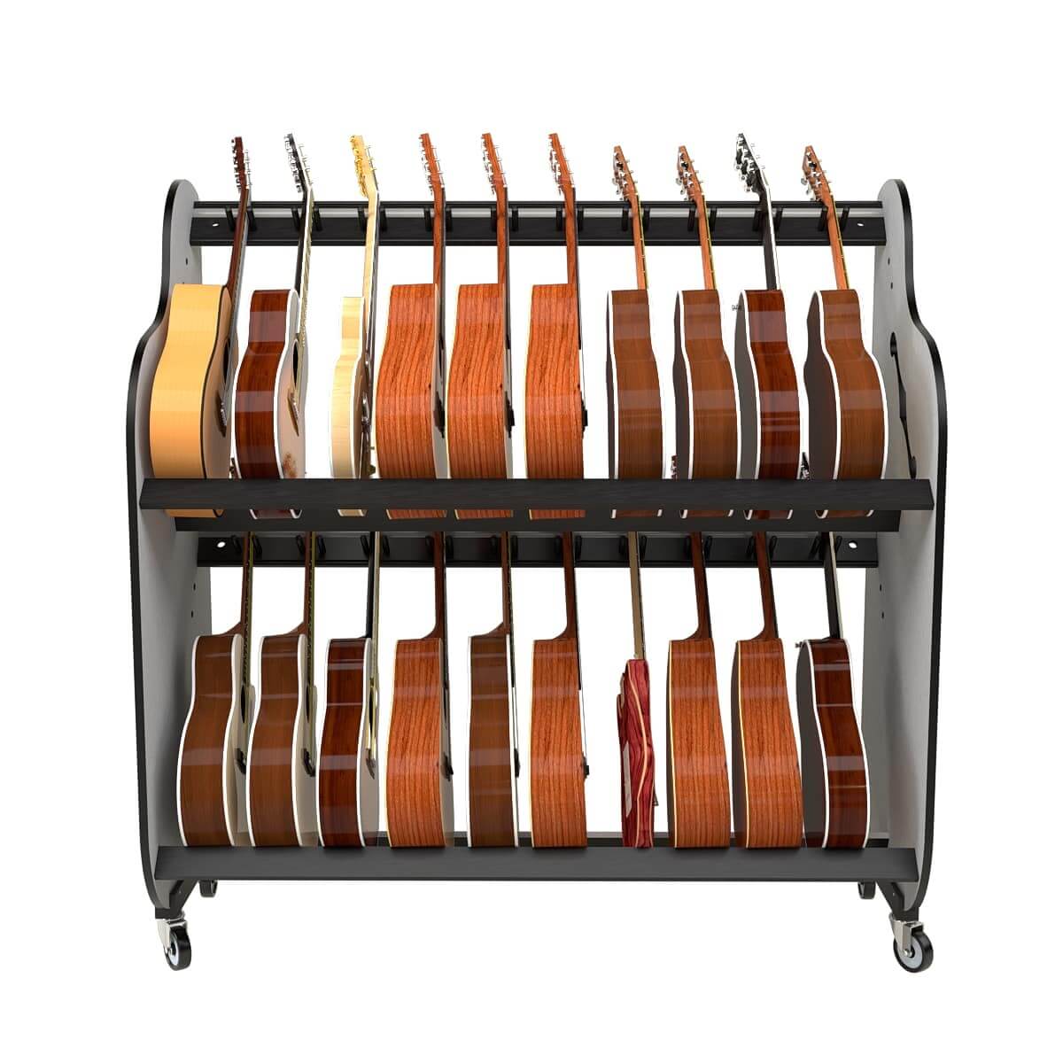 guitar shelf rack system on wheels